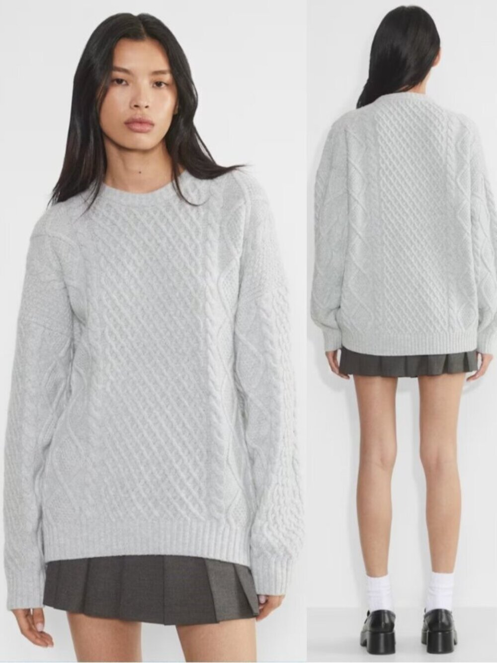 Sunday Best Merino Wool Cotton Blend Cable Knit Peggy Sweater